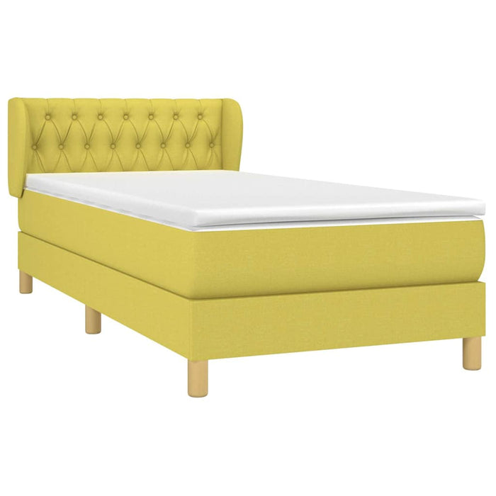 Pat box spring cu saltea, verde, 100x200 cm, textil WALTI
