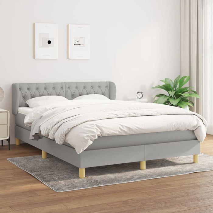Pat box spring cu saltea, gri deschis, 140x190 cm, textil - WALTI WALTI