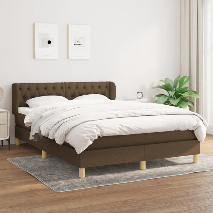 Pat box spring cu saltea, maro închis, 140x200 cm, textil - WALTI WALTI