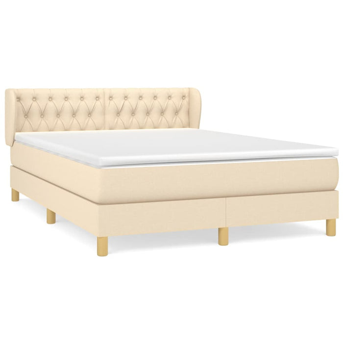 Pat box spring cu saltea, crem, 140x200 cm, textil - WALTI WALTI