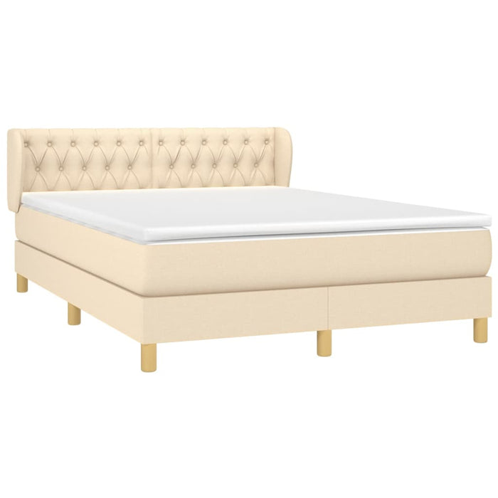 Pat box spring cu saltea, crem, 140x200 cm, textil - WALTI WALTI