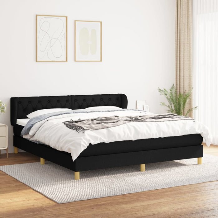 Pat box spring cu saltea, negru, 160x200 cm, textil - WALTI WALTI