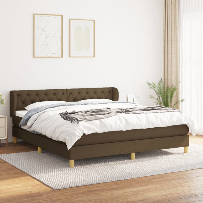 Pat box spring cu saltea, maro închis, 160x200 cm, textil - WALTI WALTI