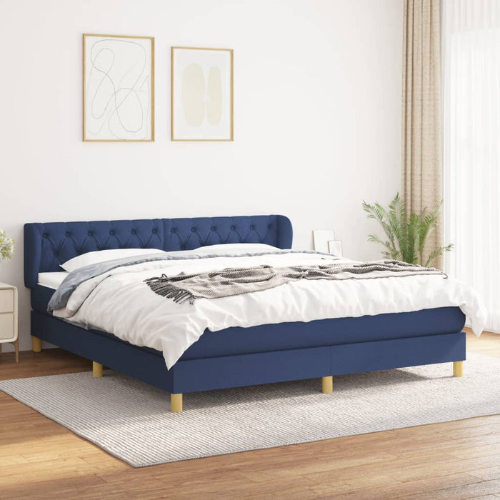 Pat continental cu saltea, albastru, 160x200cm, material textil - WALTI WALTI
