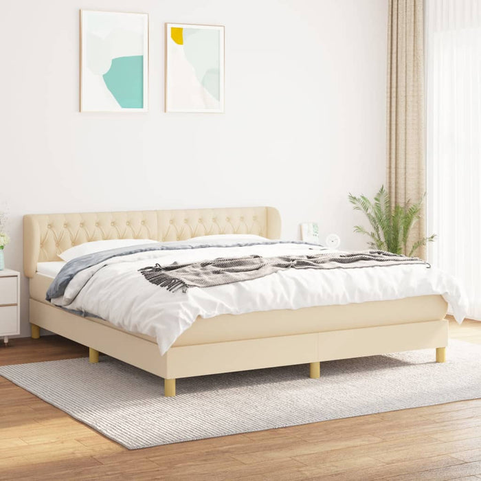 Pat continental cu saltea, crem, 180x200 cm, textil - WALTI WALTI