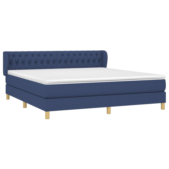 Pat box spring cu saltea, albastru, 180x200 cm, material textil - WALTI WALTI