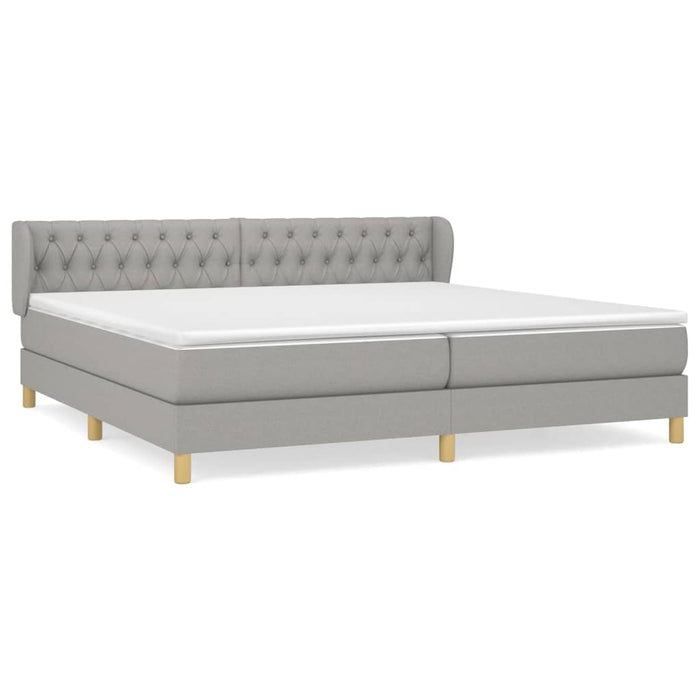 Pat box spring cu saltea, gri deschis, 200x200 cm, textil - WALTI WALTI