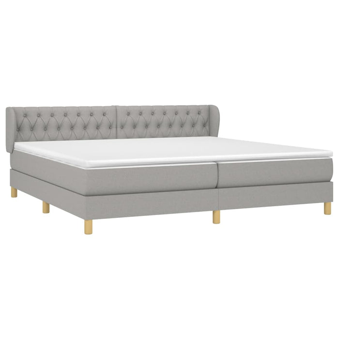 Pat box spring cu saltea, gri deschis, 200x200 cm, textil - WALTI WALTI