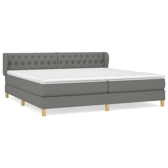 Pat box spring cu saltea, gri închis, 200x200 cm, textil WALTI
