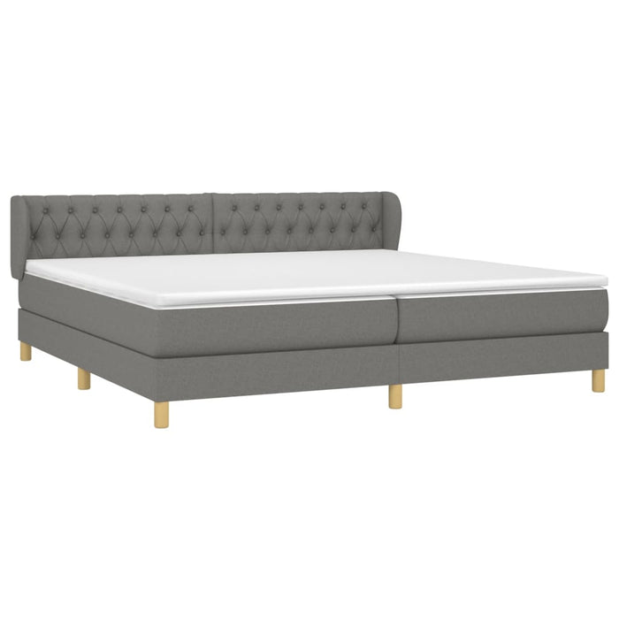 Pat box spring cu saltea, gri închis, 200x200 cm, textil WALTI