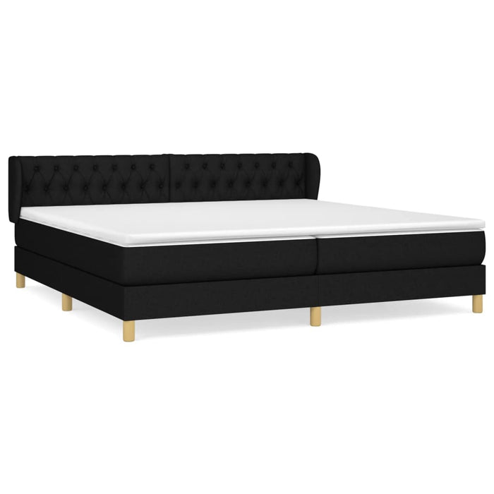 Pat box spring cu saltea, negru, 200x200 cm, textil - WALTI WALTI
