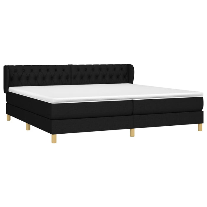 Pat box spring cu saltea, negru, 200x200 cm, textil - WALTI WALTI