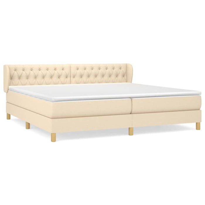 Pat box spring cu saltea, crem, 200x200 cm, textil - WALTI WALTI