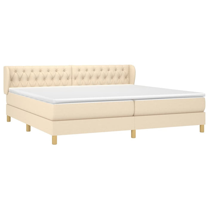 Pat box spring cu saltea, crem, 200x200 cm, textil - WALTI WALTI