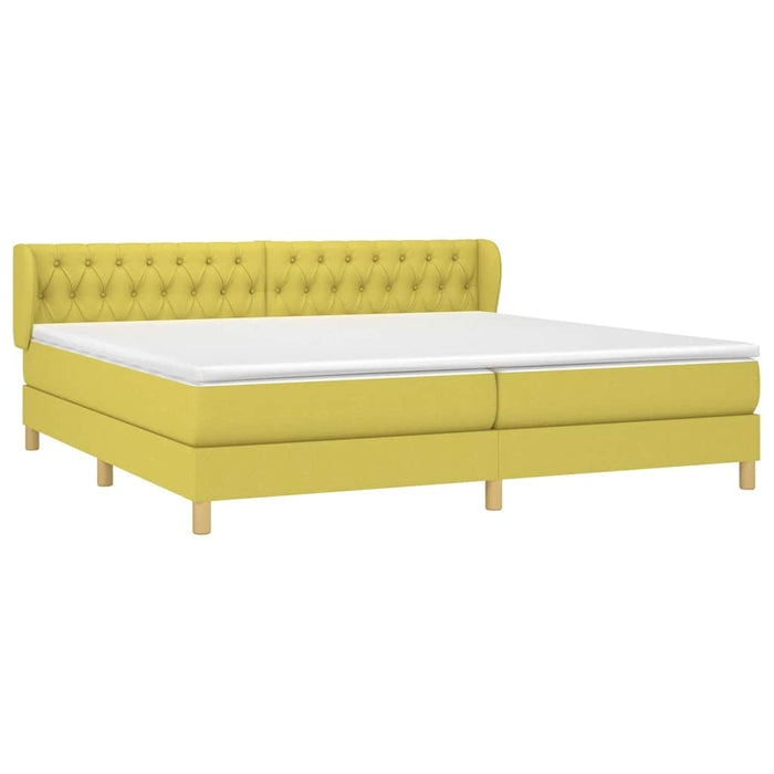 Pat box spring cu saltea, verde, 200x200 cm, textil WALTI