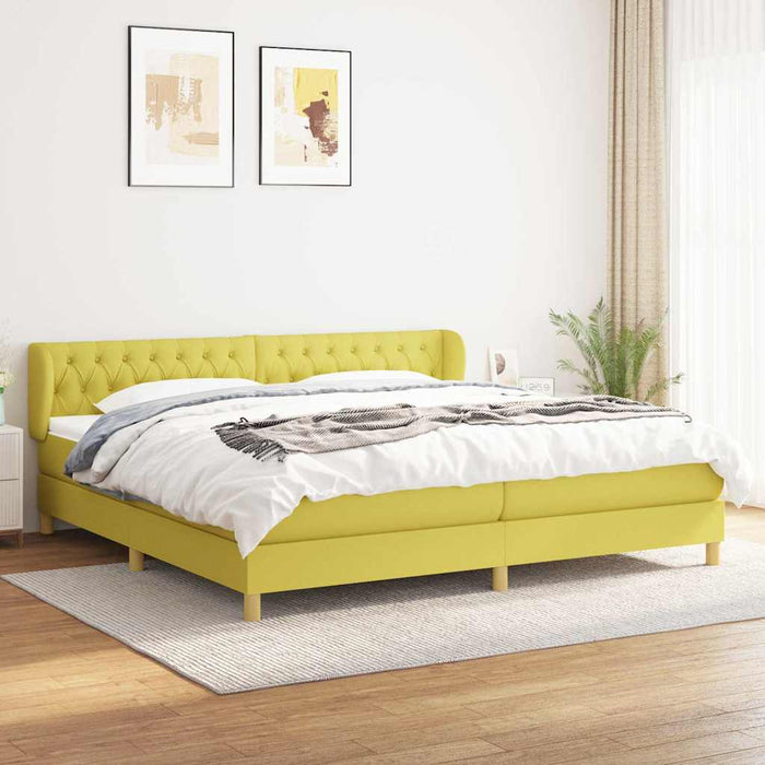 Pat box spring cu saltea, verde, 200x200 cm, textil WALTI