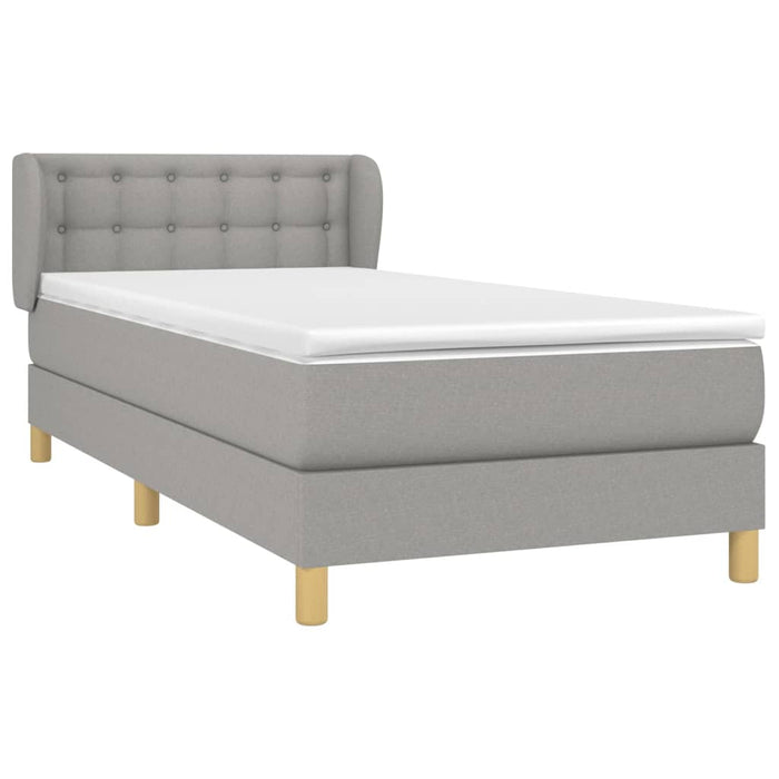 Pat box spring cu saltea, gri deschis, 100x200 cm, textil - WALTI WALTI