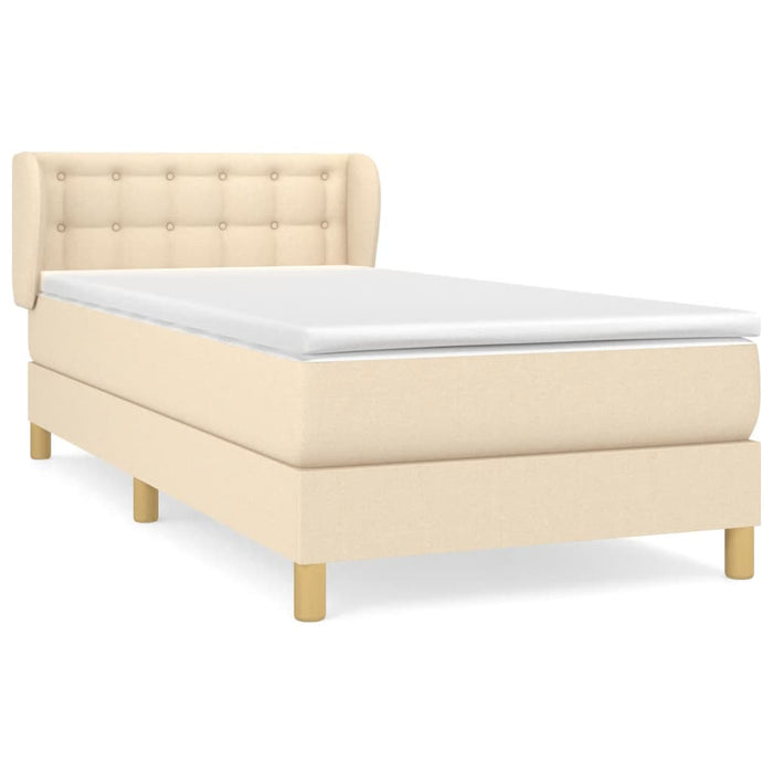 Pat box spring cu saltea, crem, 100x200 cm, textil - WALTI WALTI