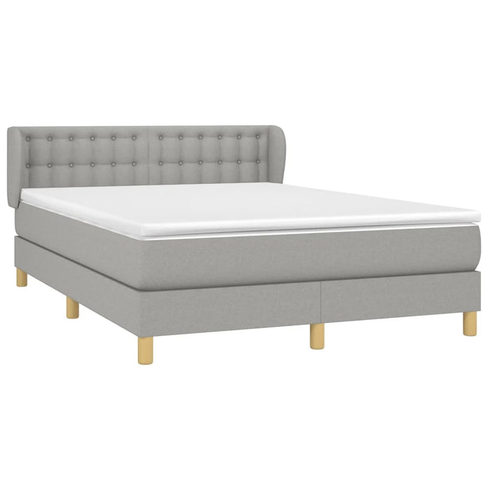 Pat box spring cu saltea, gri deschis, 140x190 cm, textil - WALTI WALTI
