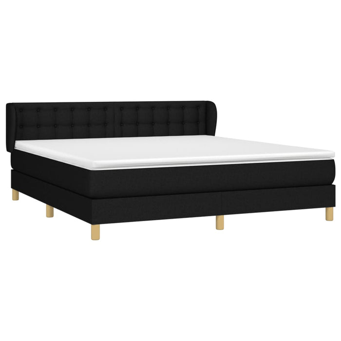 Pat box spring cu saltea, negru, 160x200 cm, textil - WALTI WALTI