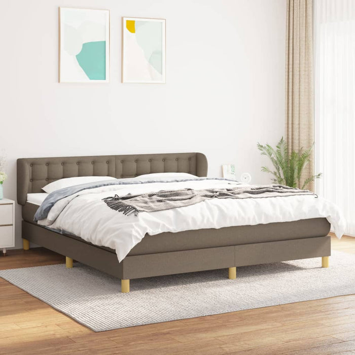 Pat box spring cu saltea, gri taupe, 160x200 cm material textil - WALTI WALTI