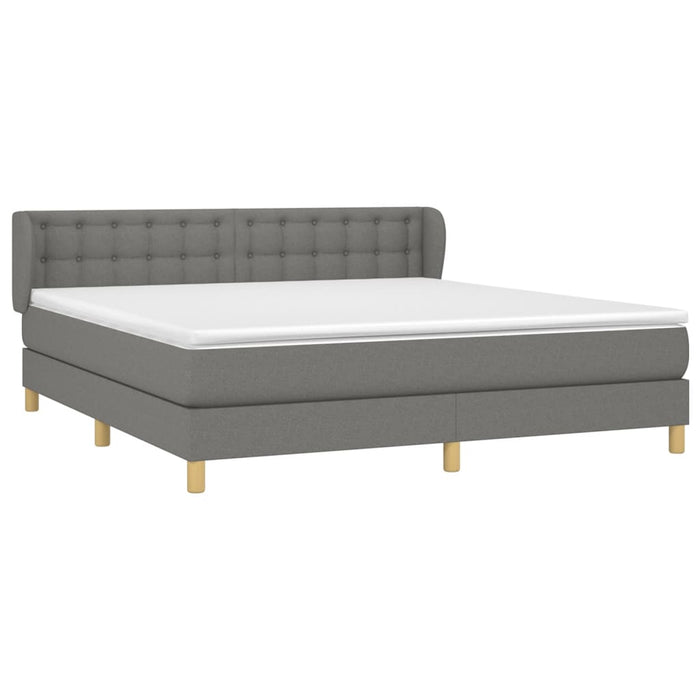Pat box spring cu saltea, gri închis, 180x200 cm, textil - WALTI WALTI