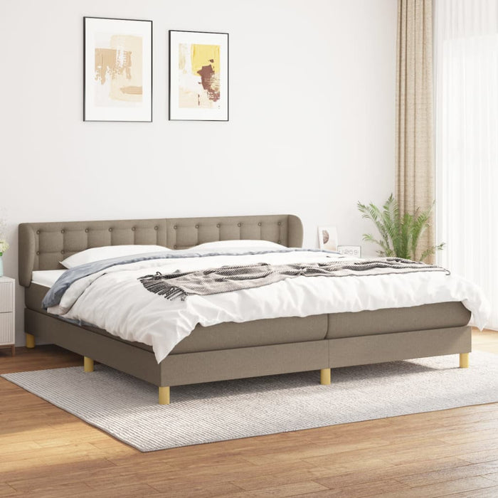 Pat box spring cu saltea, gri taupe, 200x200 cm, textil - WALTI WALTI