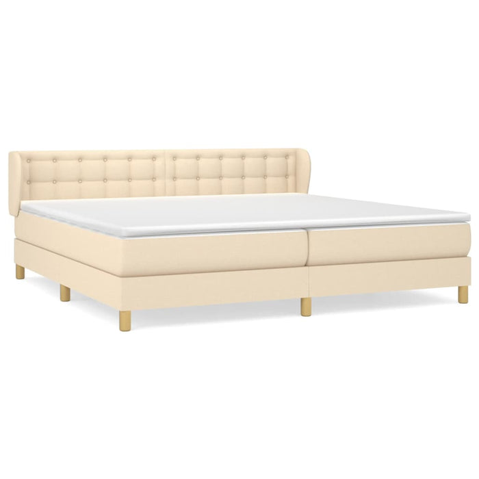 Pat box spring cu saltea, crem, 200x200 cm, textil WALTI