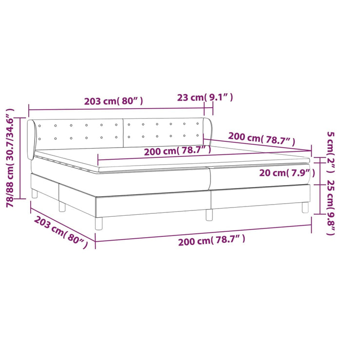 Pat box spring cu saltea, crem, 200x200 cm, textil WALTI