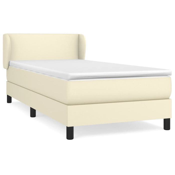 Pat box spring cu saltea, crem, 80x200 cm, piele ecologică WALTI