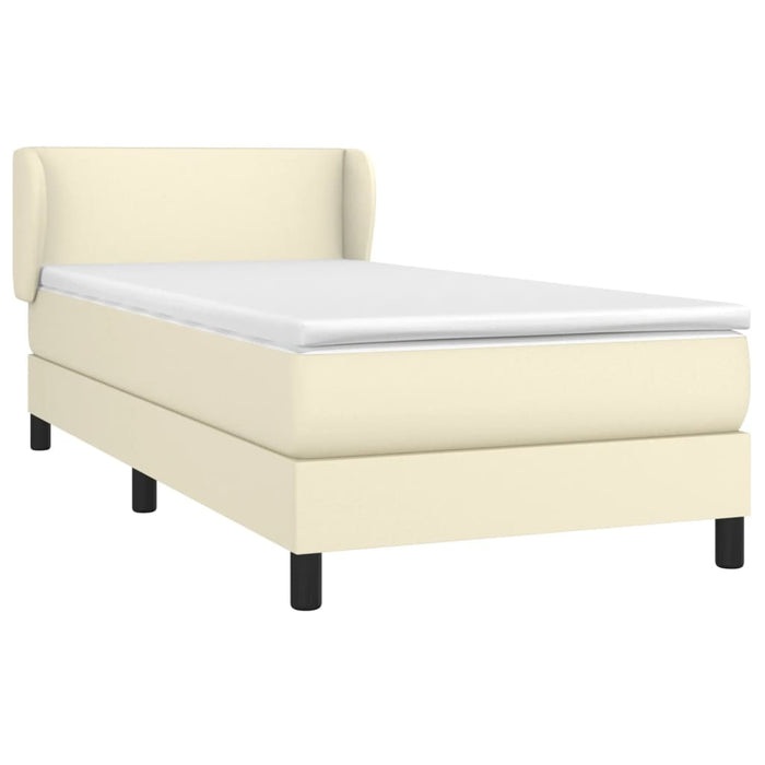 Pat box spring cu saltea, crem, 80x200 cm, piele ecologică WALTI