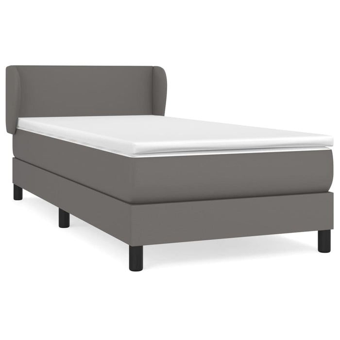 Pat box spring cu saltea, gri, 80x200 cm, piele ecologică - WALTI WALTI