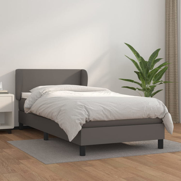 Pat box spring cu saltea, gri, 80x200 cm, piele ecologică - WALTI WALTI