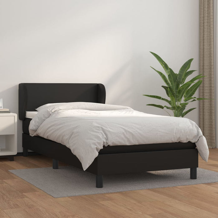 Pat box spring cu saltea, negru, 90x200 cm, piele ecologică - WALTI WALTI