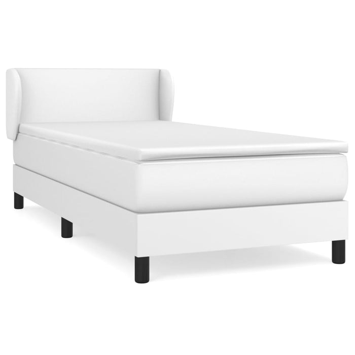 Pat box spring cu saltea, alb, 90x200 cm, piele ecologică WALTI