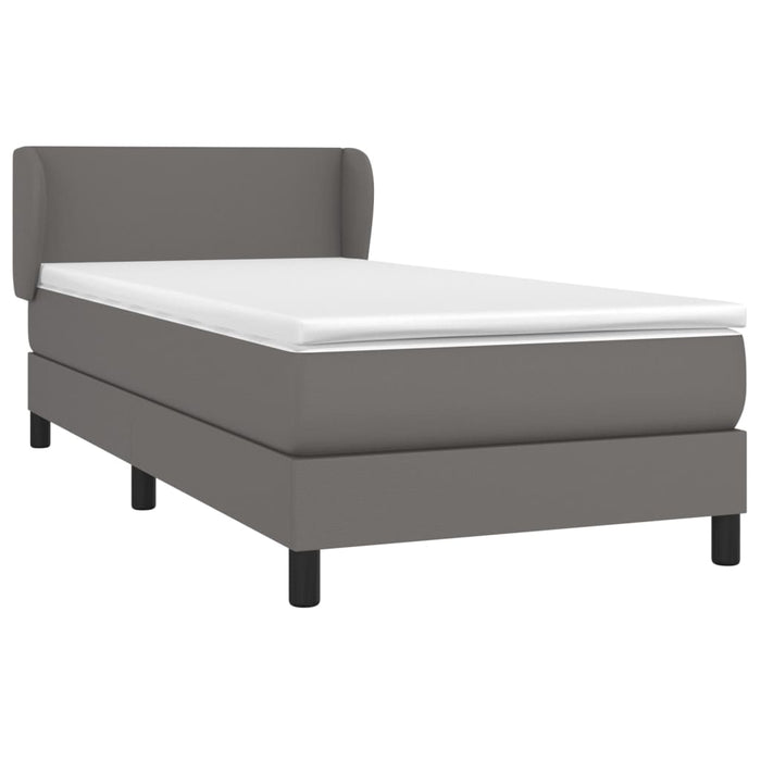 Pat box spring cu saltea, gri, 90x200 cm, piele ecologică - WALTI WALTI