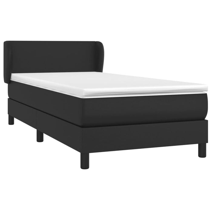 Pat box spring cu saltea, negru, 100x200 cm, piele ecologică - WALTI WALTI