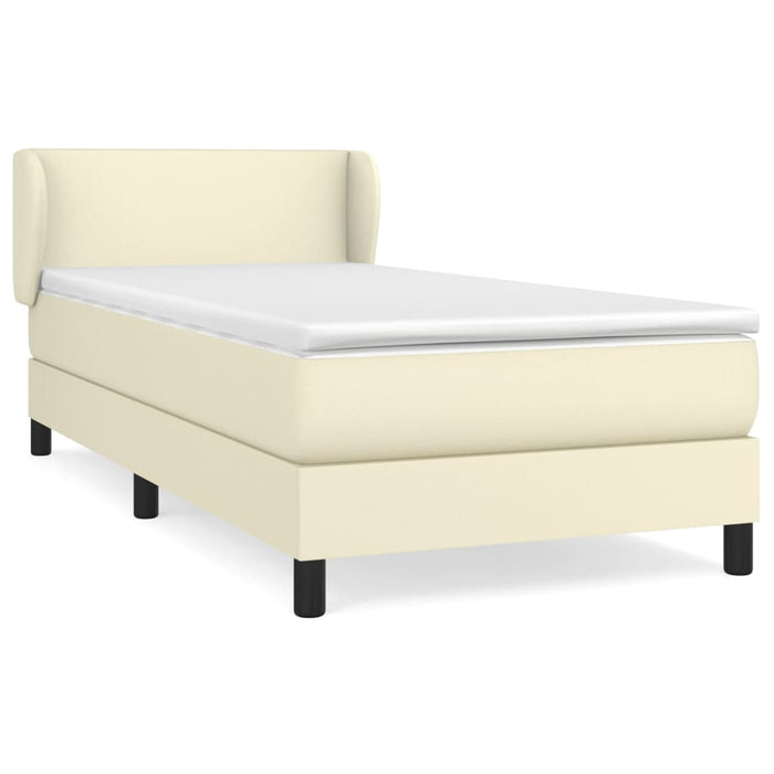 Pat box spring cu saltea, crem, 100x200 cm, piele ecologică - WALTI WALTI