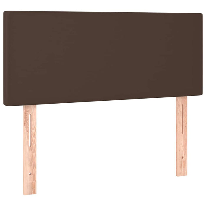 Pat box spring cu saltea, maro, 100x200 cm, piele ecologică WALTI