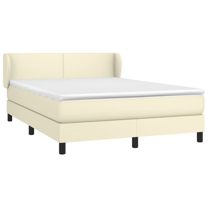 Pat box spring cu saltea, crem, 140x190 cm, piele ecologică WALTI