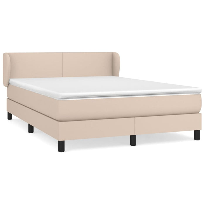 Pat box spring cu saltea, cappuccino, 140x200cm piele ecologică - WALTI WALTI