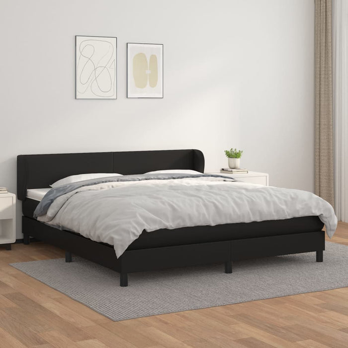 Pat box spring cu saltea, negru, 160x200 cm, piele ecologică - WALTI WALTI