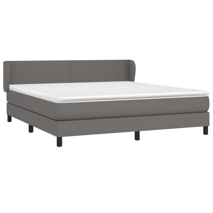 Pat box spring cu saltea, gri, 160x200 cm, piele ecologică WALTI