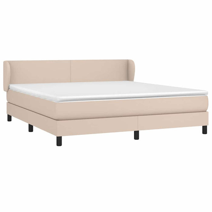 Pat box spring cu saltea, cappuccino, 160x200cm piele ecologică WALTI