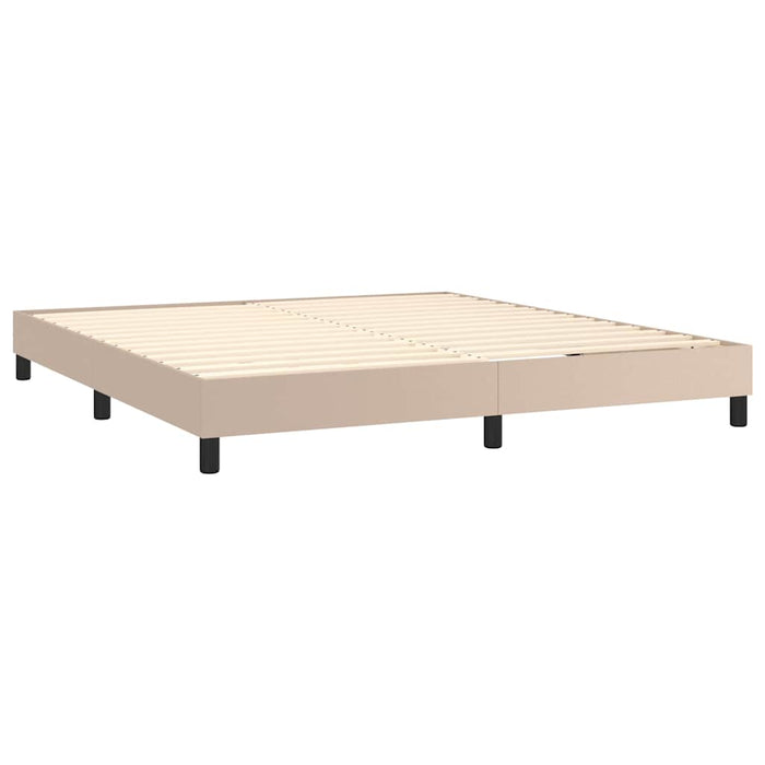 Pat box spring cu saltea, cappuccino, 160x200cm piele ecologică WALTI