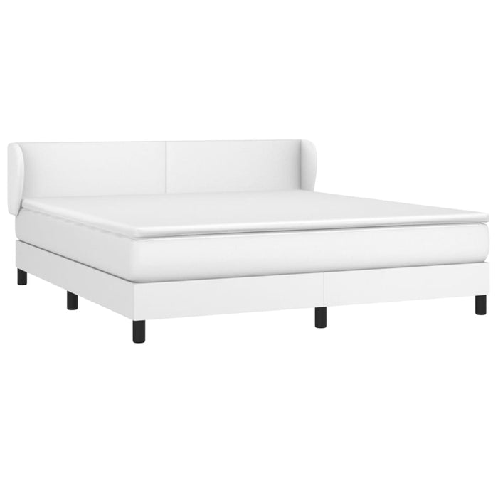Pat box spring cu saltea, alb, 180x200 cm, piele ecologică - WALTI WALTI