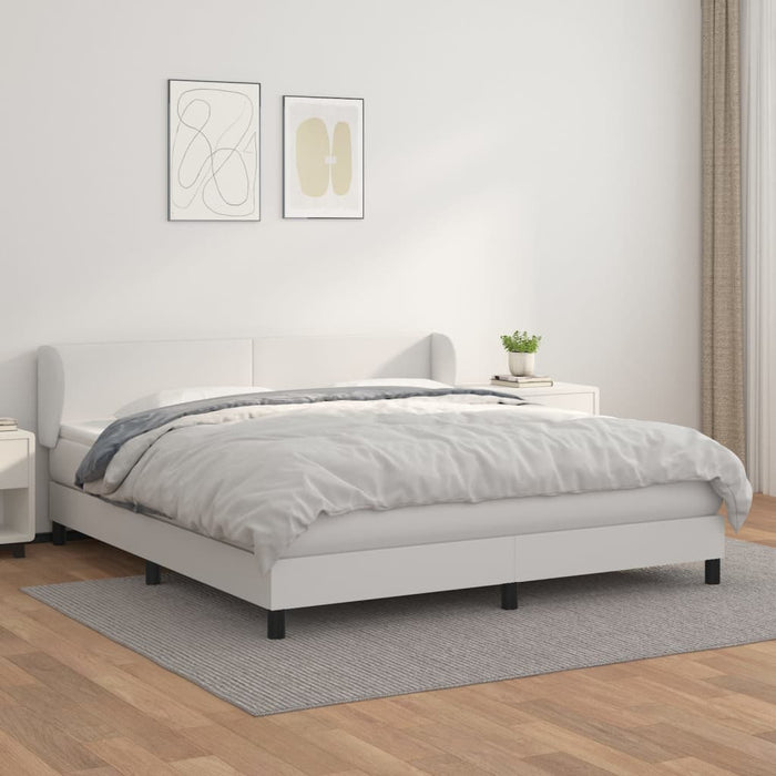 Pat box spring cu saltea, alb, 180x200 cm, piele ecologică - WALTI WALTI