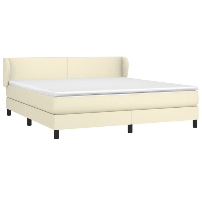 Pat cu arcuri, cu saltea, crem, 180x200 cm, piele ecologică - WALTI WALTI