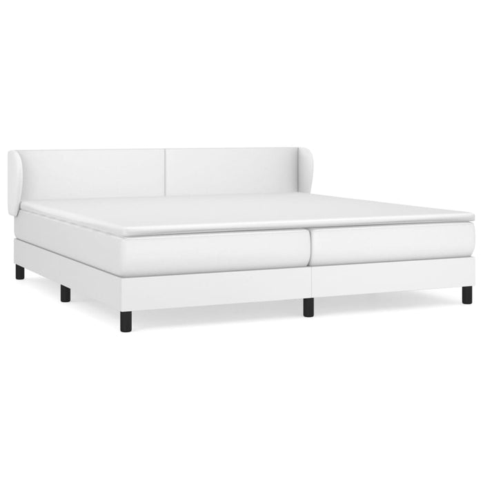 Pat continental cu saltea, alb, 200x200 cm, piele ecologică - WALTI WALTI
