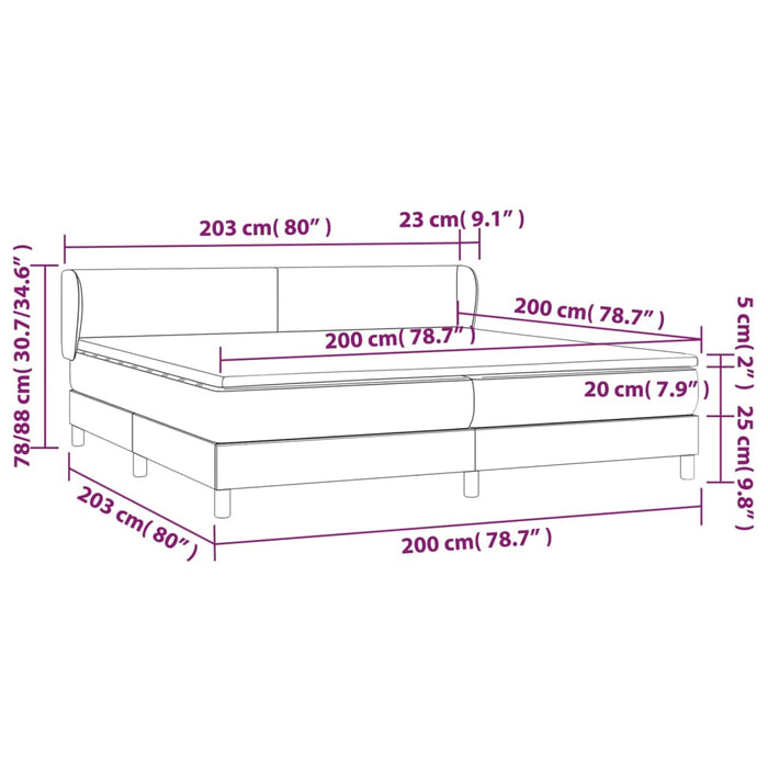 Pat continental cu saltea, alb, 200x200 cm, piele ecologică - WALTI WALTI